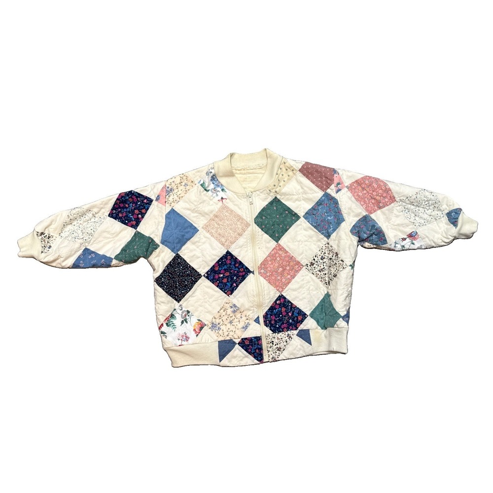 Vintage Quilted Children's Jacket Patchwork Grannycore Handmade Child Size 5/6